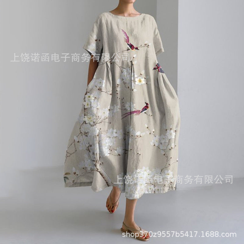 3D Craft Round Neck Sweet Lady Dress