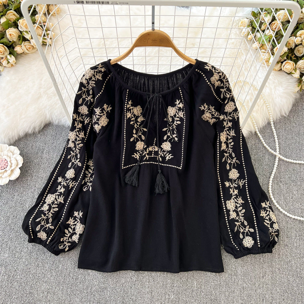 Retro Ethnic Embroidery Loose Top