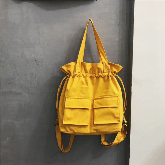 Drawstring Canvas Shoulder Bag