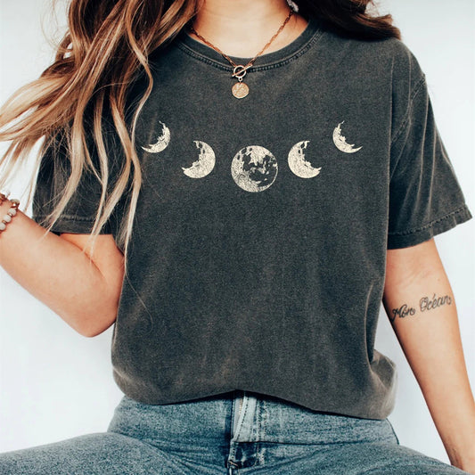 Moon Digital Printed Casual Short-sleeved T-Shirt