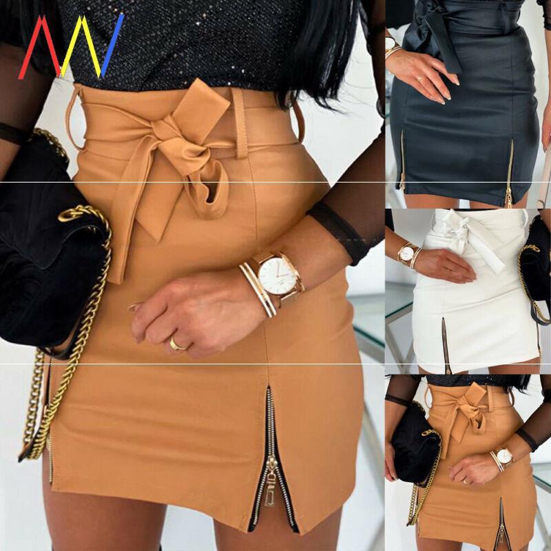 Bandage PU Leather Skirt