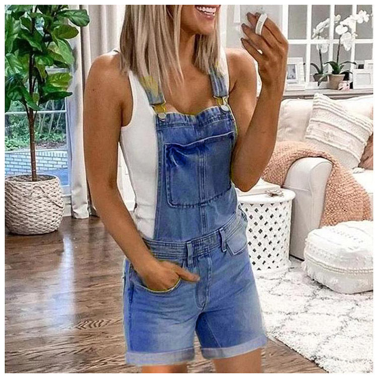 Washed Denim Overalls